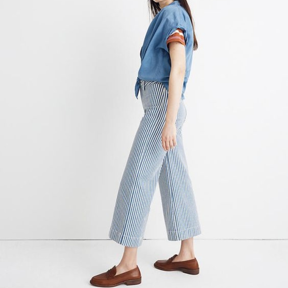 Madewell Emmett Wide-Leg Crop Pants in Herringbone - Picture 3 of 7